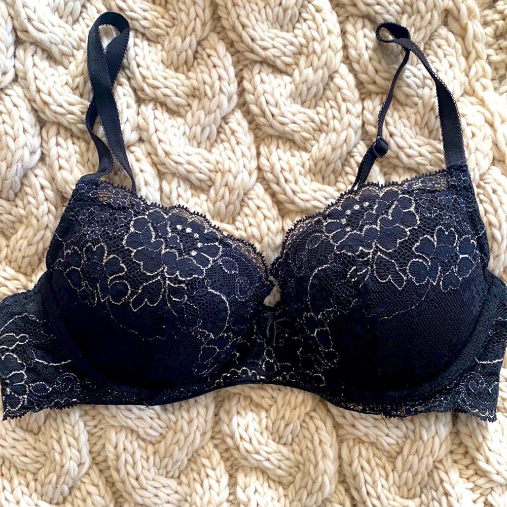 Victoria’s Secret Black and Silver Demi Bra